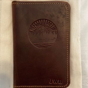 Passport Cover, Sunrise & Mountains design, Leather.